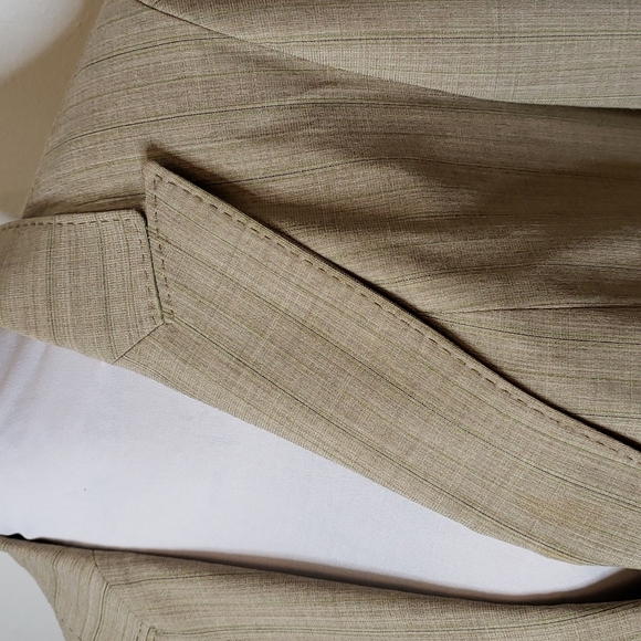 Lafayette 148 New York Tan Stripe Wool Blazer Single Button Office Vintage Luxe - Picture 6 of 12